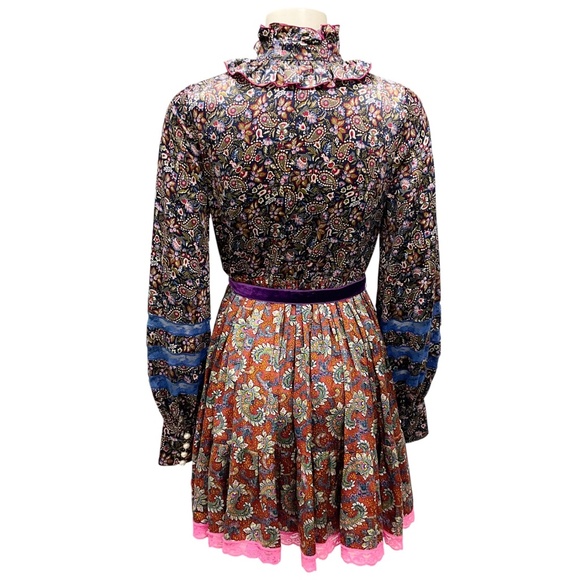 MARC JACOBS OLIVE MULTI PRINTED SILK DRESS - Picture 3 of 5